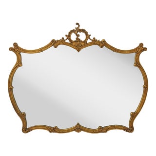 Vintage Wood Frame Gold Finish Carved Mirror For Sale