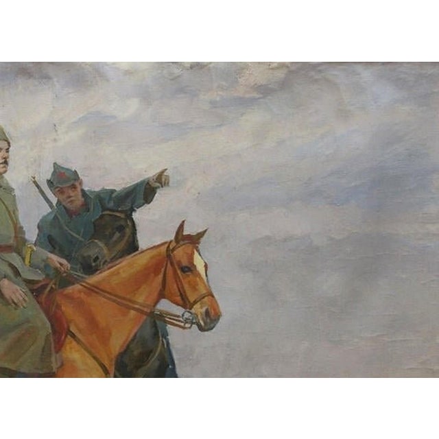 Realism October Revolution Oil Painting on Canvas, Socialist Realism, 1972 104-145 For Sale - Image 3 of 6