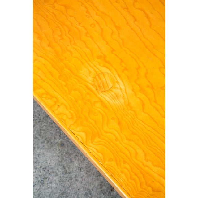 Mid Century Modern Dining Table Blonde Wood Metal Legs Rectangular Vintage MCM For Sale - Image 9 of 12