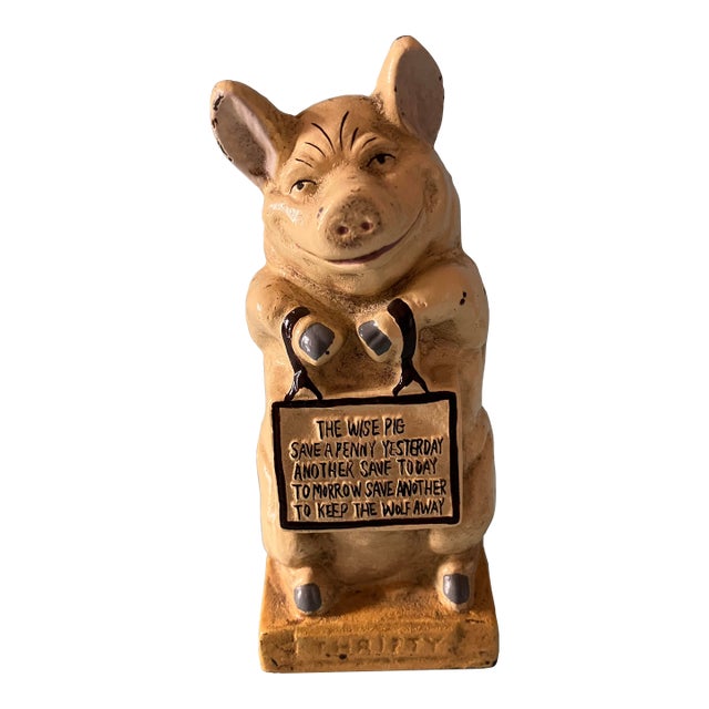 1900’s Pig "Thrifty" Cast Iron Money Bank For Sale