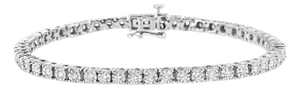 .925 Sterling Silver 1/2 Cttw Lab Grown Diamond Illusion-Set Miracle Plate Tennis Bracelet (G-H Color, SI1-SI2 Clarity) - Size 7.25"