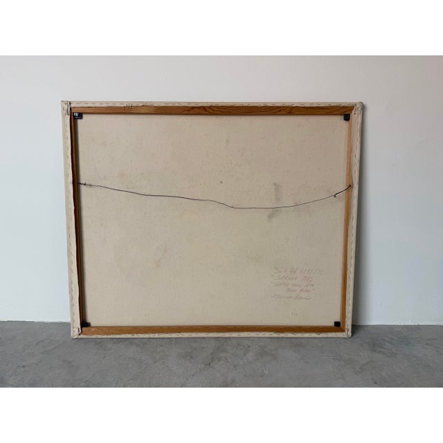 1983 Marcia Davis “Seated Nude With Blue Robe” Mixed Media Oil on Canvas Painting – Unframed For Sale - Image 12 of 12