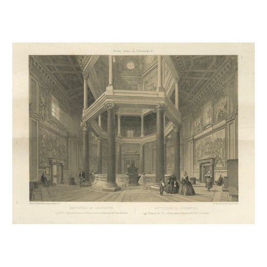 After Bayot, Baptistery of Constantine, Lateran, Rome, 1869, Lithograph For Sale