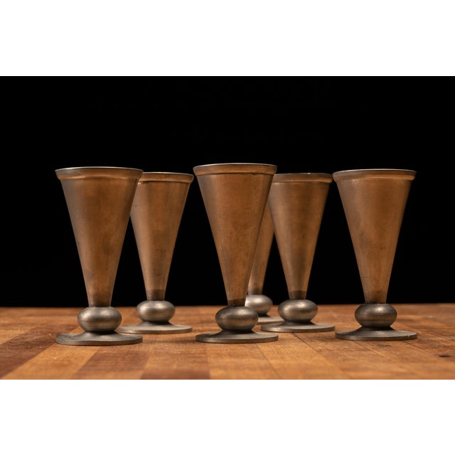 Mid-20th Century Havstad Scandinavian Modern Pewter Decanter and Cordial Set — 8 Pieces For Sale In Chicago - Image 6 of 9