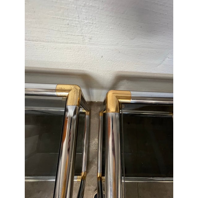 Pair of Mid-Century Modern Chrome and Brass Tubular Side or End Tables For Sale - Image 11 of 11