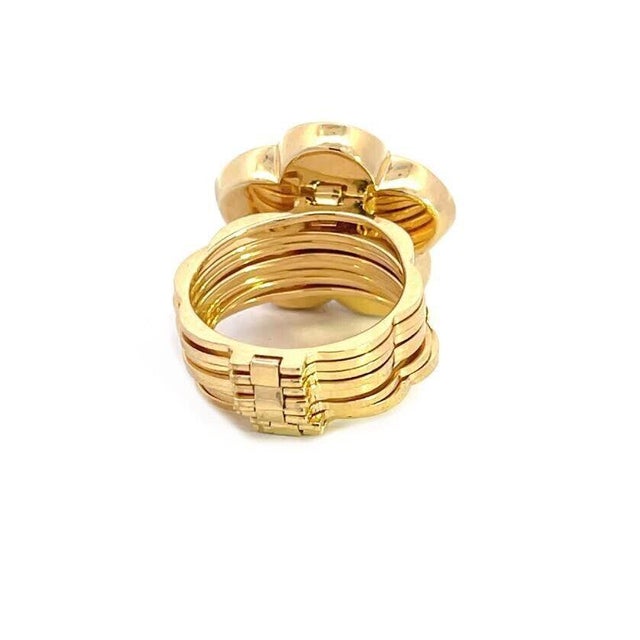 Diamond Convertible Ring Bracelet 18k Yellow Gold Pave Set Flower Top For Sale - Image 9 of 10