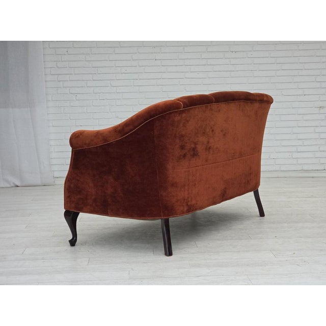 Danish 2-Seater Sofa in Velour and Oak, 1950s For Sale - Image 13 of 18