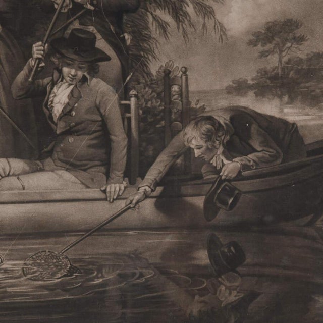 Framed Rare Engraving by George Keating Titled "A Party Angling" For Sale - Image 4 of 12
