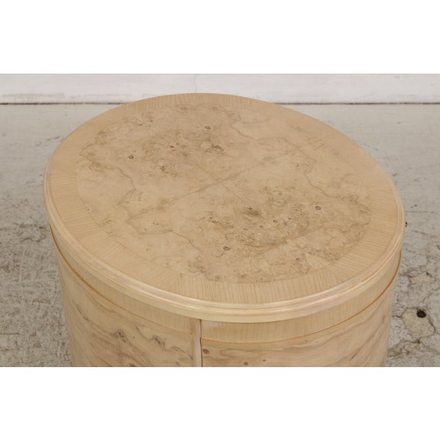 Pair of Drexel Heritage Burl Ash Oval End Tables For Sale In Philadelphia - Image 6 of 14