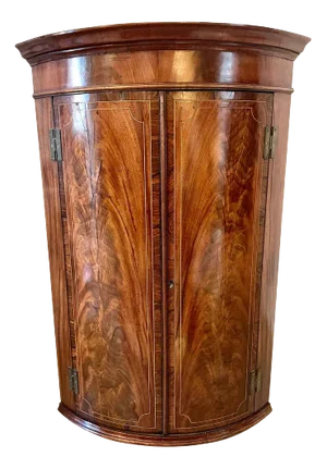 Antique George III Mahogany Bow Fronted Hanging Corner Cabinet