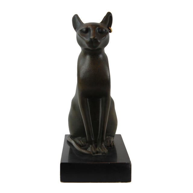 Pasargad DC Bronze Egyptian Cat Sculpture For Sale - Image 4 of 7