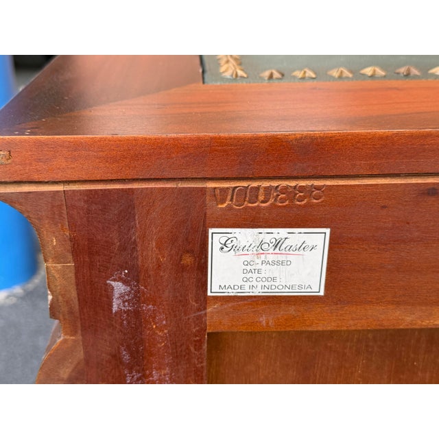Vintage GuildMaster Campaign Style Accent Chest With Leather Top For Sale - Image 12 of 12