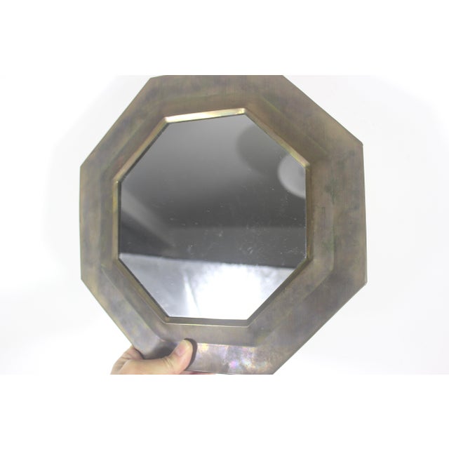 Vintage Moroccan Octagonal Brass Mirror Mid Century Modern For Sale - Image 4 of 11