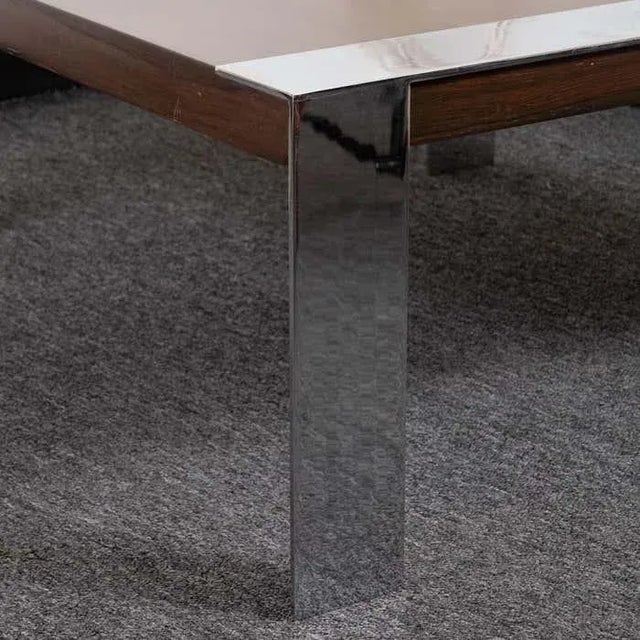 1960s Chrome & Walnut Coffee Table Attributed to Milo Baughman For Sale In New York - Image 6 of 12