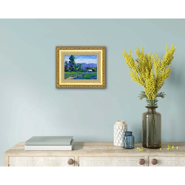 Wood Green Valley Red Barn, Original Oil Painting Landscape For Sale - Image 7 of 12