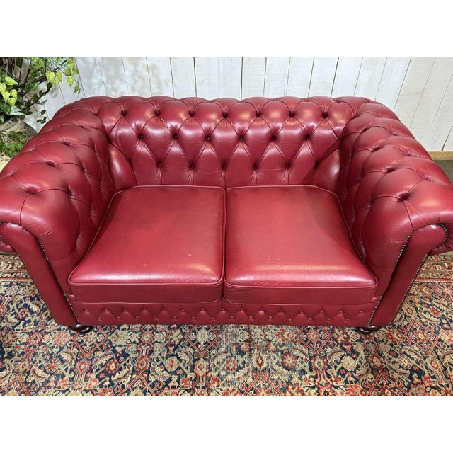 Chesterfield Two-Seater Sofa in Leather, 2000s For Sale - Image 4 of 18