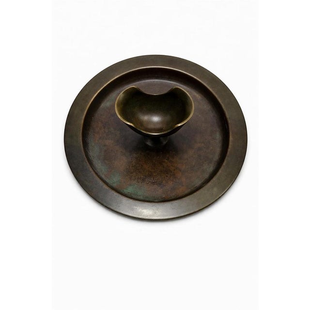 Swedish Art Deco Bronze Dish with Raised Bowl from GAB, 1930s For Sale - Image 4 of 8