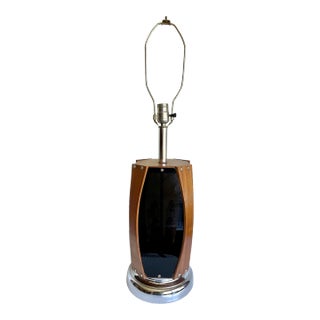 Mid 20th Century Chrome, Teak Bentwood and Smoked Lucite Lamp For Sale