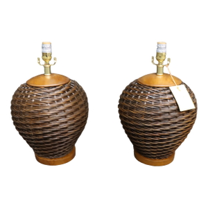 Ralph Lauren Wicker Table Lamps/Pair