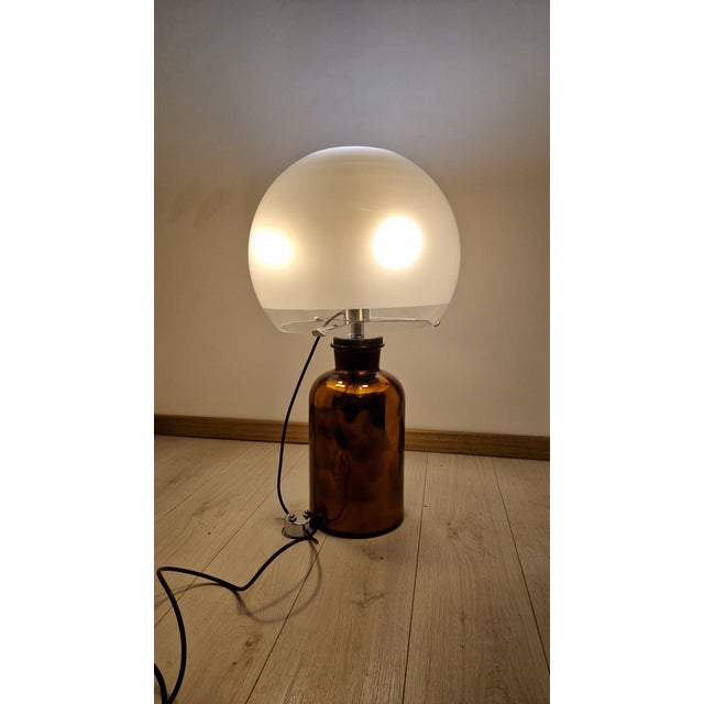 Vintage Porcino Table Lamp with Large Glass Base by Luigi Caccia Dominioni for Azucena, 1950s For Sale - Image 6 of 17