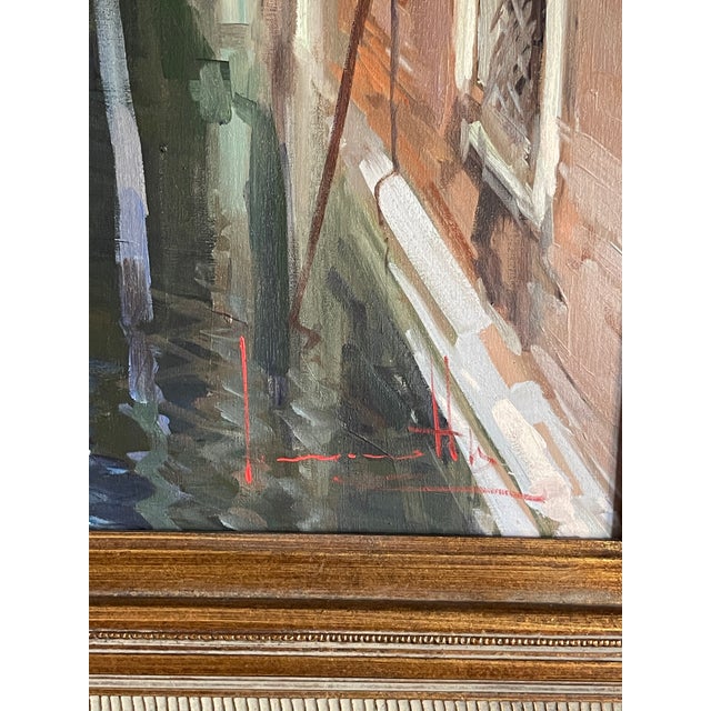 Mid 20th Century Mid 20th Century Venice Bridge Framed Oil Painting by Claudio Simonetti For Sale - Image 5 of 9