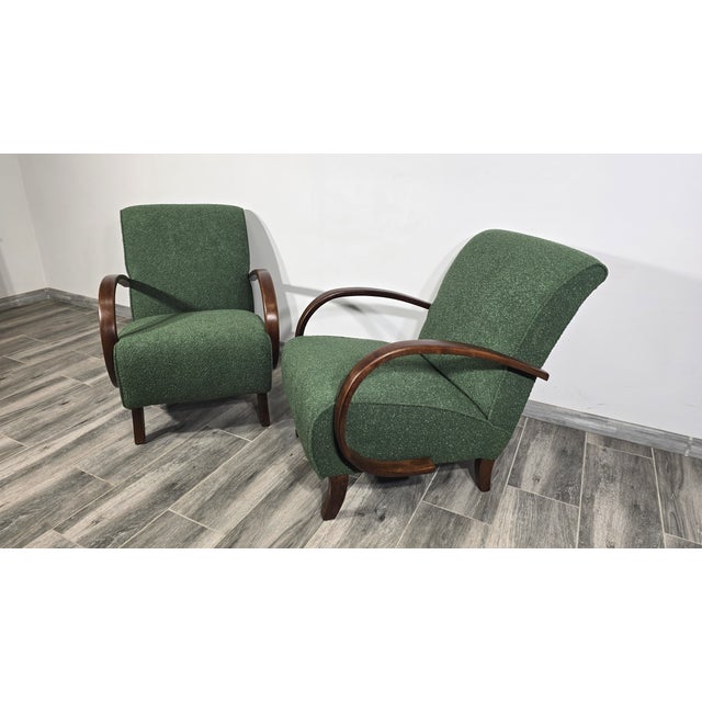 Green Lounge Chairs by Jindrich Halabala, 1940s, Set of 2 For Sale - Image 8 of 12