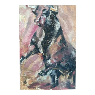 Pat Berger Abstract Expressionist Painting of Bull For Sale