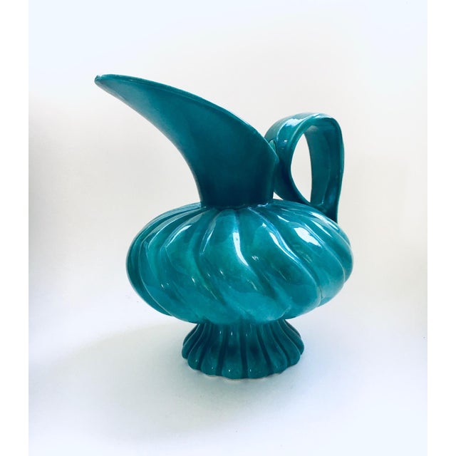 Vintage Midcentury Studio Art Pottery XL Duck Spout Decanter Carafe Jug Pitcher by Alexandre de Wemmel. Made in Belgium,...