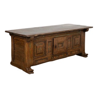 Antique Original Painted Pine Sideboard Dated 1795 From Sweden For Sale