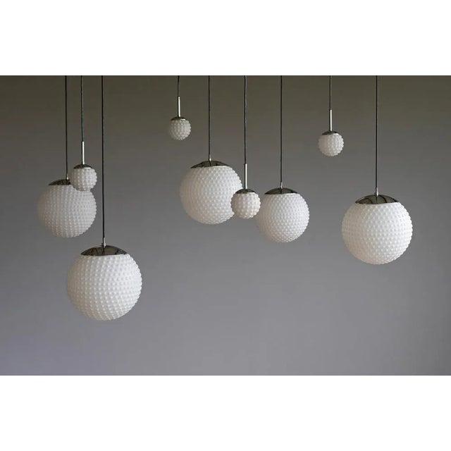 Small vintage opaline glass globe light, model p117 from staff leuchten, designed by rolf krüger. The lights are made for...