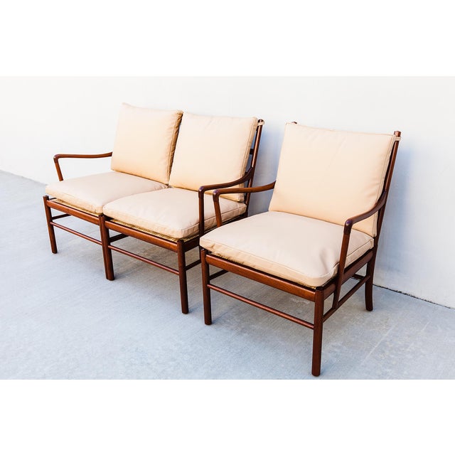 Restored 1960s Ole Wanscher Colonial Sofa & Easy Chair in Mahogany and Leather For Sale - Image 13 of 16