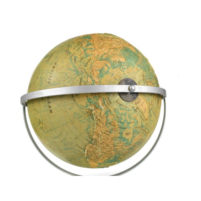 Mid 20th Century Mid 20th Century Table Top Sculptural Relief World Globe by Nystrom For Sale - Image 5 of 12