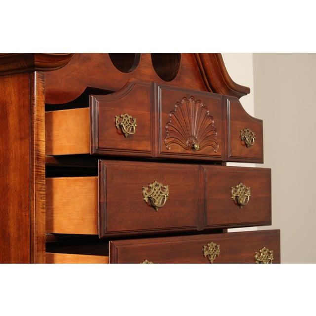American Drew Queen Anne Style Cherry Highboy Chest For Sale - Image 4 of 17