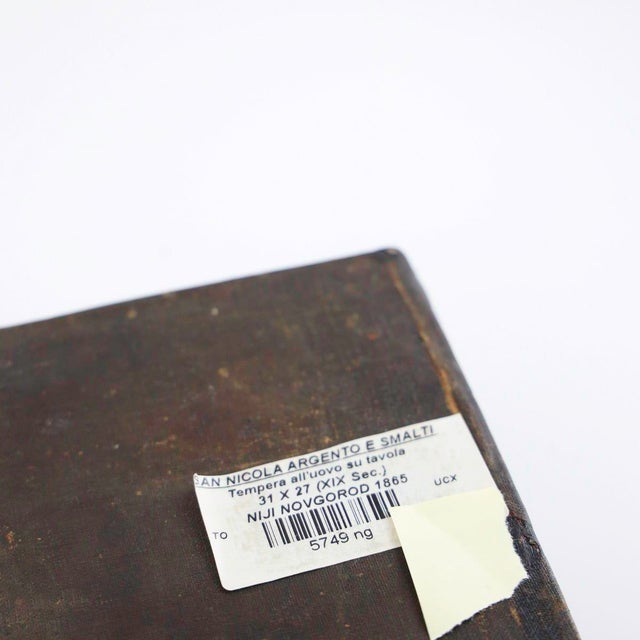 Wooden and Silver Icon St. Nicholas by Nizhny Novgorod, 1865 For Sale - Image 13 of 18