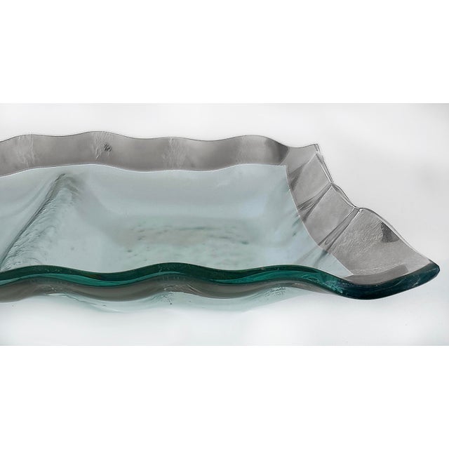 Vintage AnnieGlass Roman Platinum 3-Section Hors d'Oeuvres Serving Tray, Ruffled Edge For Sale - Image 4 of 5