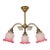 Early 20th Century Brass 3-Light Chandelier With Pink Glass Shades For Sale