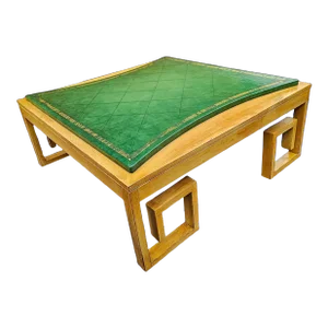 Mid 20th Century Hollywood Regency Greek Key Base With Leather Embossed Top Coffee Table