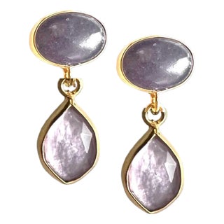 Purple Jade Doublet Earring For Sale