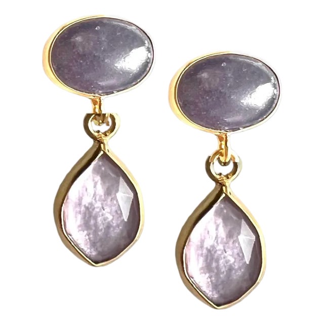Purple Jade Doublet Earring For Sale