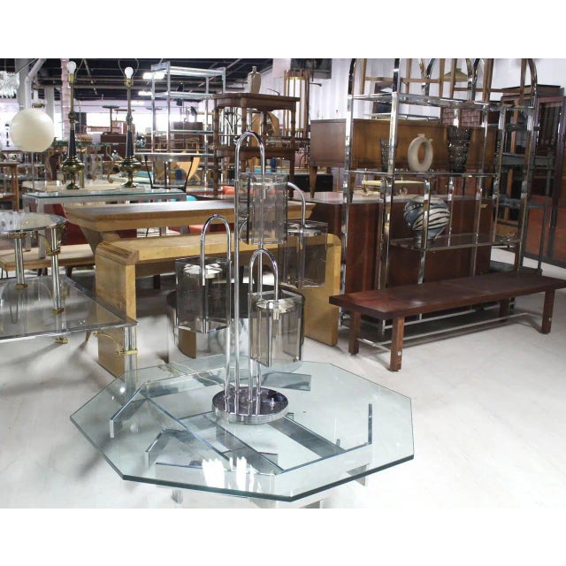 Mid-Century Modern Mid-Century Modern Chrome and Smoke Glass Shade Table Lamp For Sale - Image 3 of 8