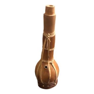 Mid-Century Ethiopian Oromo Hand-Carved Gourd Vessel With Leather Harness For Sale