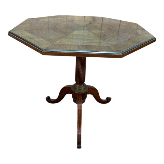 Tripod Pedestal Table with Carved Top For Sale