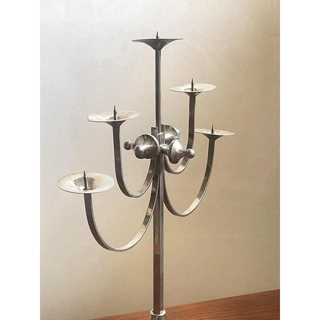 Metal Sculptural Metal 5-Arm Candelabra by Attila Demcsik, Hungary, 1980 For Sale - Image 7 of 11