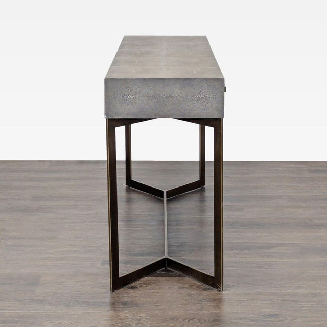 2010s Crate & Barrel Faux Shagreen Console Table For Sale - Image 5 of 10