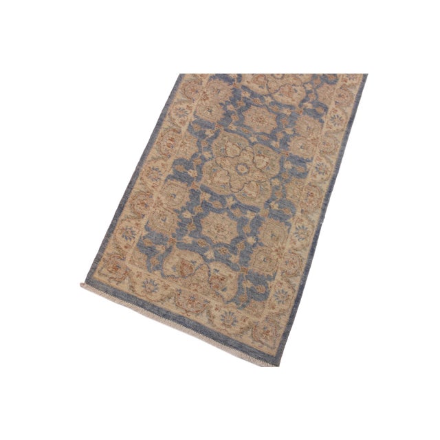 Ziegler Blue/Ivory Wool Runner Rug- 2'8'' X 12'6'' For Sale - Image 4 of 10
