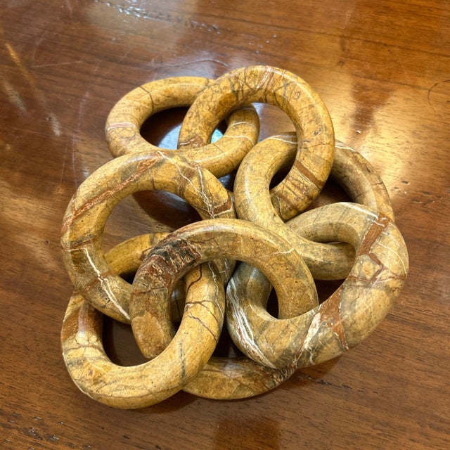 Contemporary Tan Stone Hoop Links For Sale - Image 3 of 7