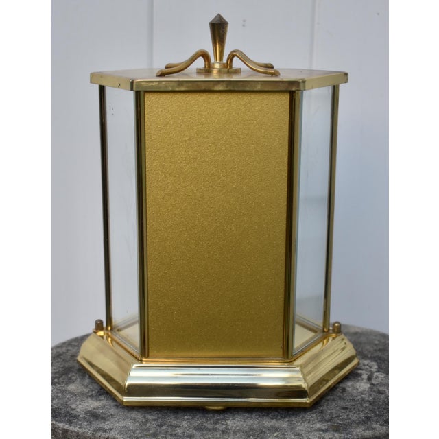 Share Welby Kieninger Obergfell Clock Vintage 400 Day Anniversary Brass Hexagon Glass For Sale - Image 12 of 17