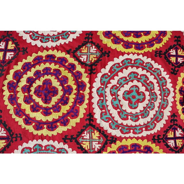 Vintage Hand Embroidered Suzani Wall Hanging, 1920s For Sale - Image 11 of 18