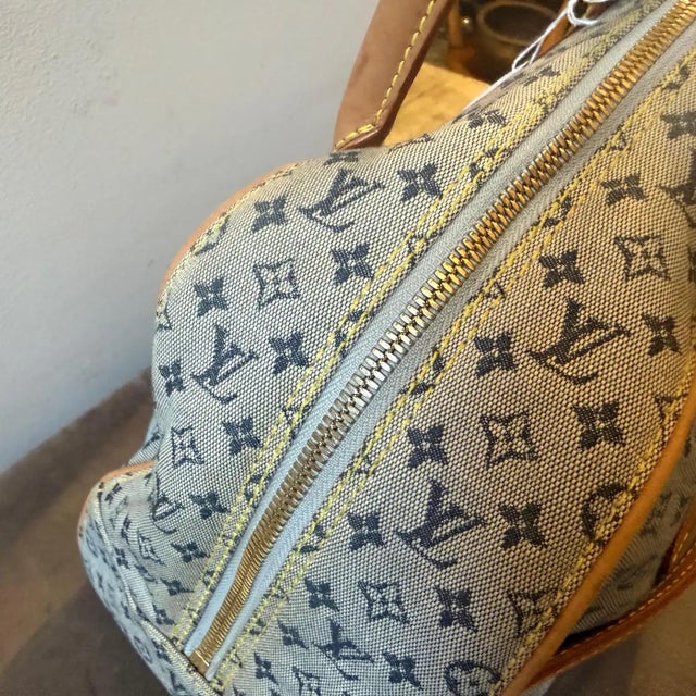 2001 Louis Vuitton Marie Navy Blue Monogram Canvas and Leather Hand Bag For Sale - Image 6 of 18