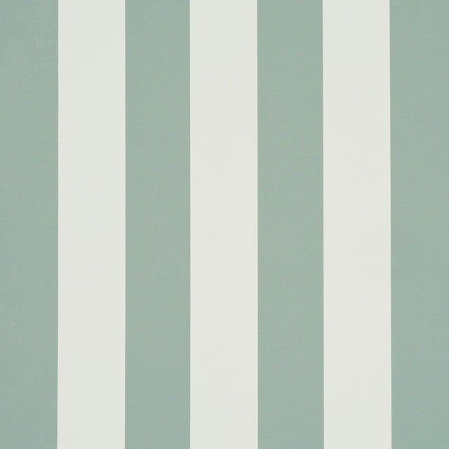 Schumacher Emma Stripe Wallpaper In Teal For Sale